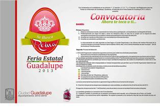 LANZA PATRONATO DE FERIA ESTATAL DE GUADALUPE CONVOCATORIA PARA REINA 2014