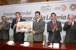 PEÑA BADILLO, ASISTE A LA PRESENTACIÓN DE LOS BILLETEES DE LOTERIA CONMEMORATIVOS AL CENTENARIO