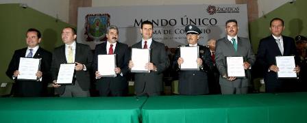 FIRMAN GOBERNADOR Y ALCALDES CONVENIO DE MANDO ÚNICO POLICIAL EN ZACATECAS