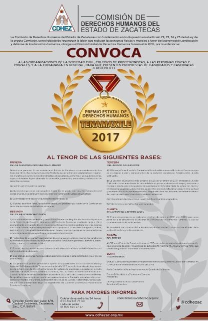 Cierra en 4 días el registro al Premio Estatal de Derechos Humanos “Tenamaxtle 2017”