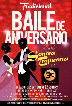 AMENIZARÁ SONORA TROPICANA EL BAILE DE ANIVERSARIO