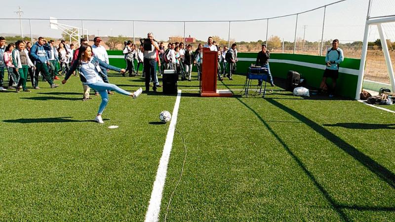 INAUGURAN CANCHA DE FÚTBOL RÁPIDO EN COBAEZ DE NORIA DE ÁNGELES