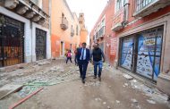 SUPERVISA EL ALCALDE SAÚL MONREAL ÁVILA EL AVANCE DE OBRAS EN LA ZONA PETONAL DEL CENTRO HISTÓRICO