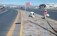 CON MEDIDAS SANITARIAS, REALIZAN TRABAJOS DE LIMPIEZA EN BULEVAR LÓPEZ MATEOS