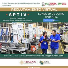 REALIZARÁ GOBIERNO ESTATAL ONCEAVA JORNADA DE RECLUTAMIENTO VIRTUAL PARA EL SECTOR MANUFACTURA