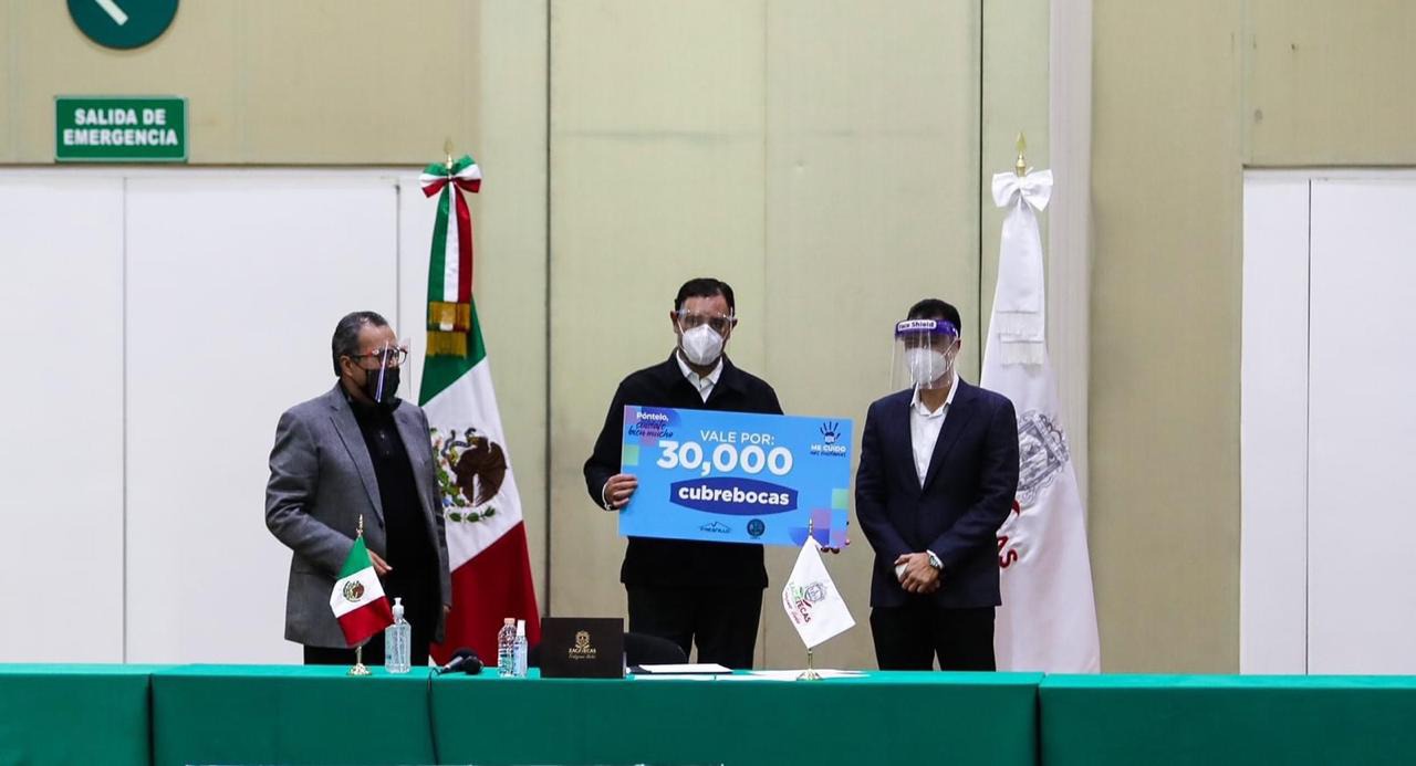 Fresnillo plc entrega al gobierno de Zacatecas 30 mil cubrebocas