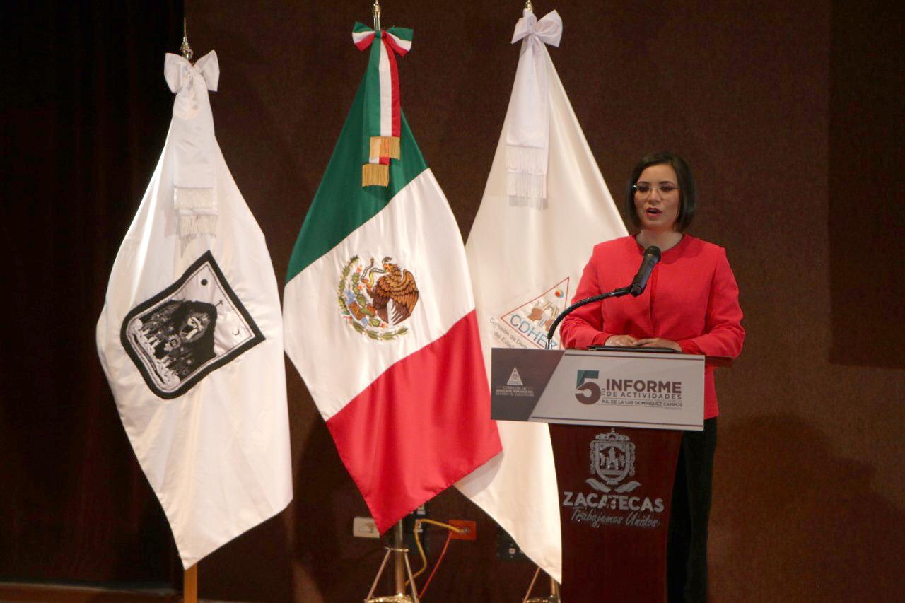 MA. DE LA LUZ DOMÍNGUEZ CAMPOS PRESENTA SU QUINTO INFORME DE ACTIVIDADES AL FRENTE DE LA CDHEZ