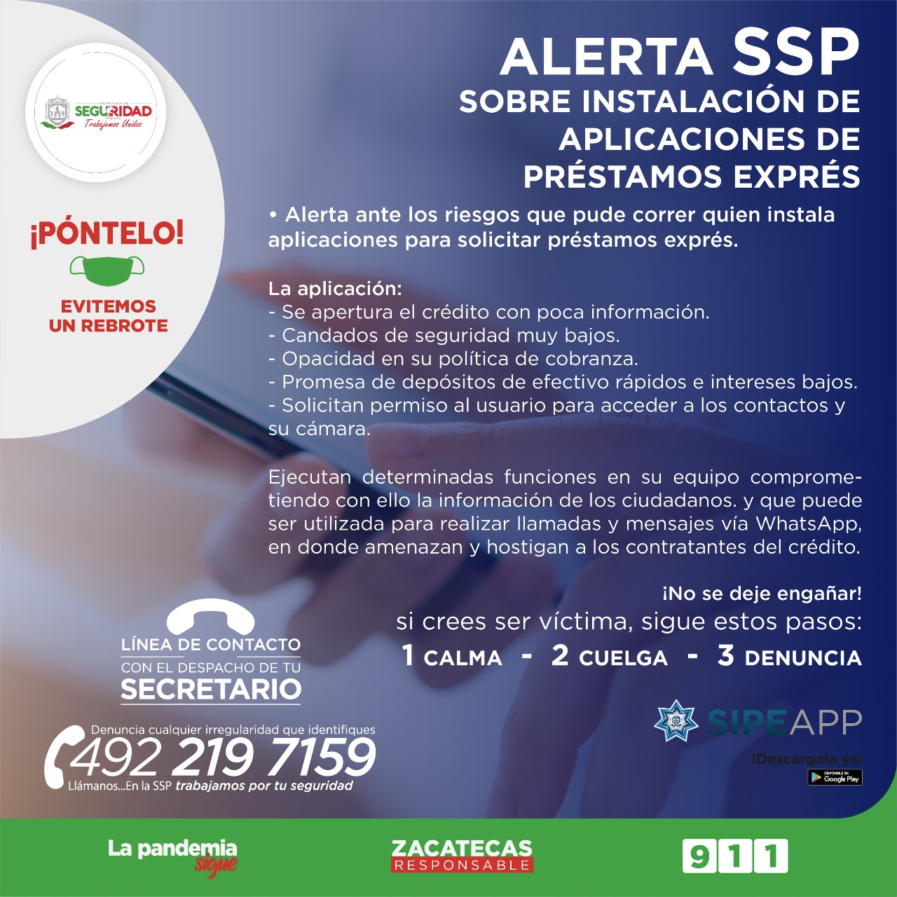 ALERTA SSP SOBRE INSTALACIÓN DE APLICACIONES DE PRÉSTAMOS EXPRÉS