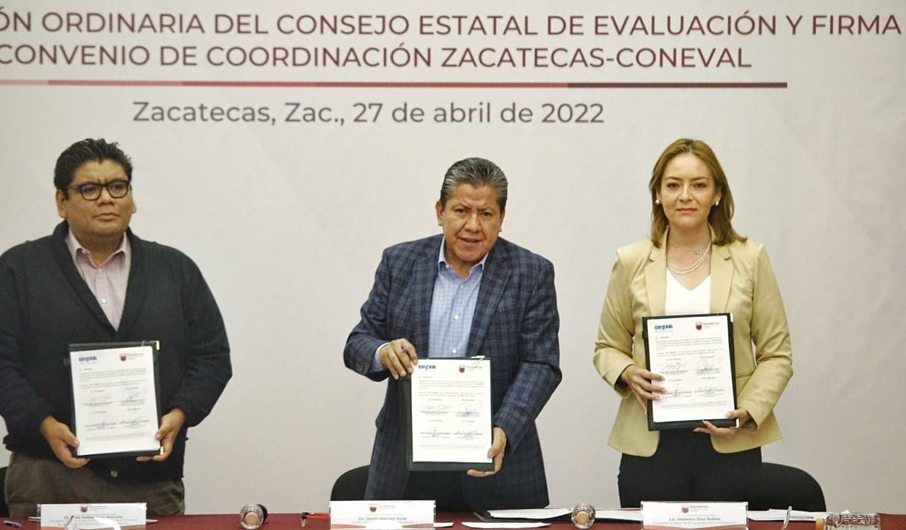 Firma Gobernador David Monreal convenio con el Coneval; fortalecerá la política social para el bienestar de las y los zacatecanos
