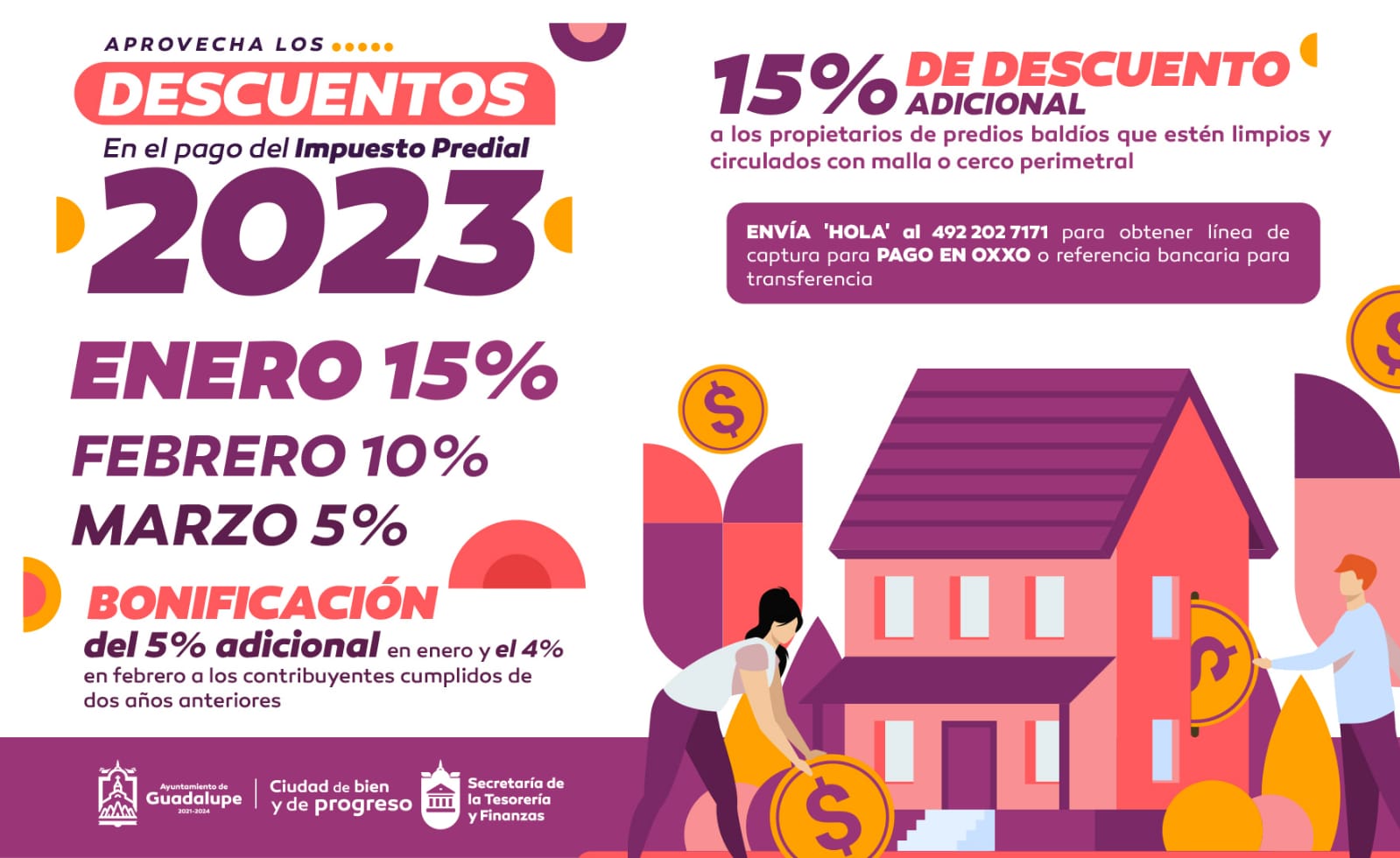 De enero a marzo Ofrece Municipio de Guadalupe descuentos en el pago del Impuesto Predial