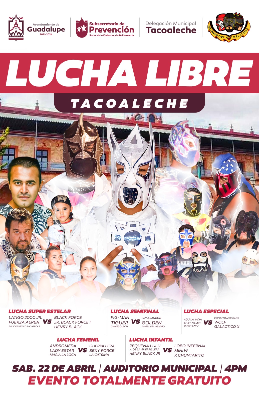 Presentan cartelera de lucha libre para comunidad de Tacoaleche