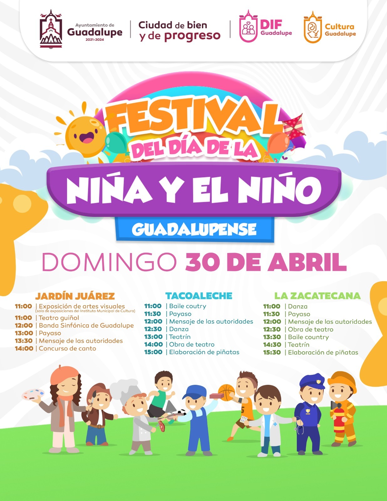 Este domingo 30 de abril Festejan a niñas y niños guadalupenses