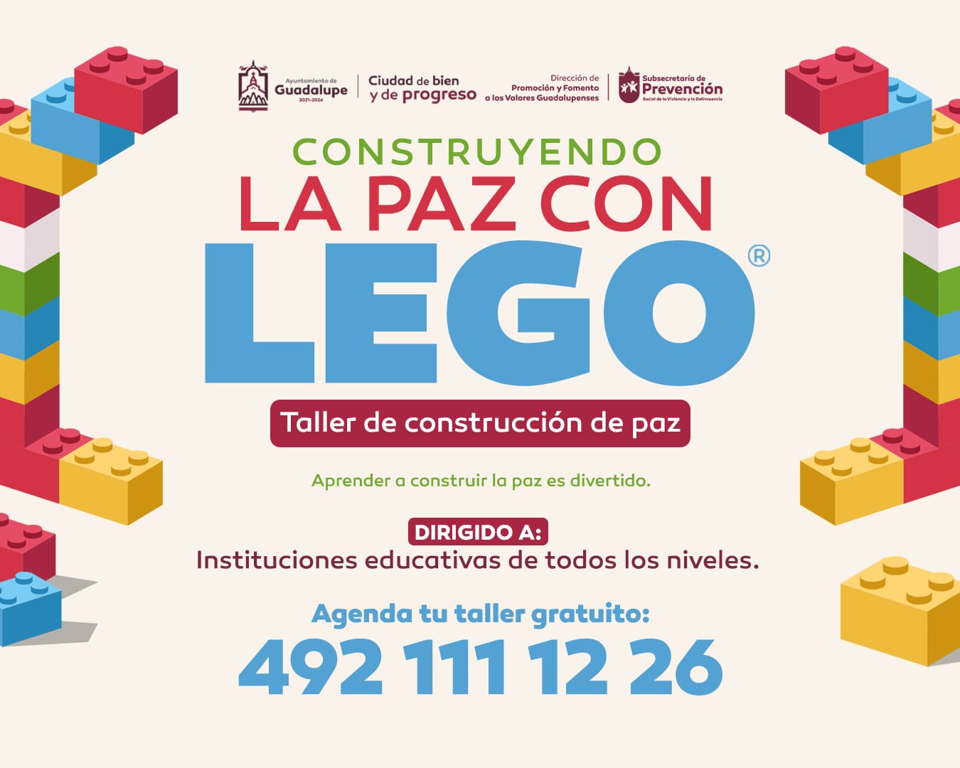 Mediante taller de legos Fomenta Ayuntamiento de Guadalupe cultura de paz