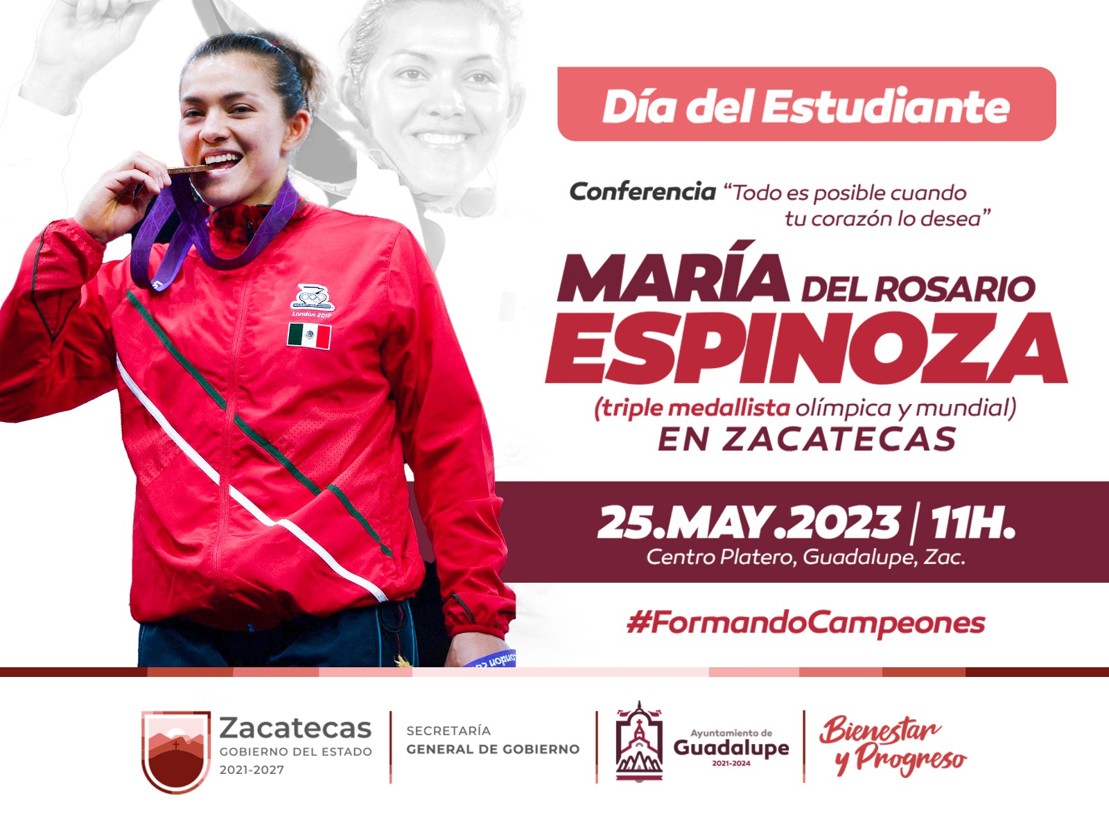 En el marco del Día del Estudiante Dará conferencia taekwondoína multimedallista María del Rosario Espinoza
