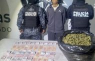 Policías Estatal y Metropolitana detienen a un masculino por posesión de cerca de 5 kilogramos de probable marihuana